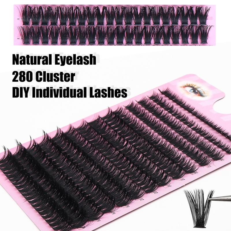 Mixed Length Individual False Eyelashes, 280pcs box Natural Eyelash Extensions, Reusable Eyelash Clusters for Women and Girls, Christmas Gift