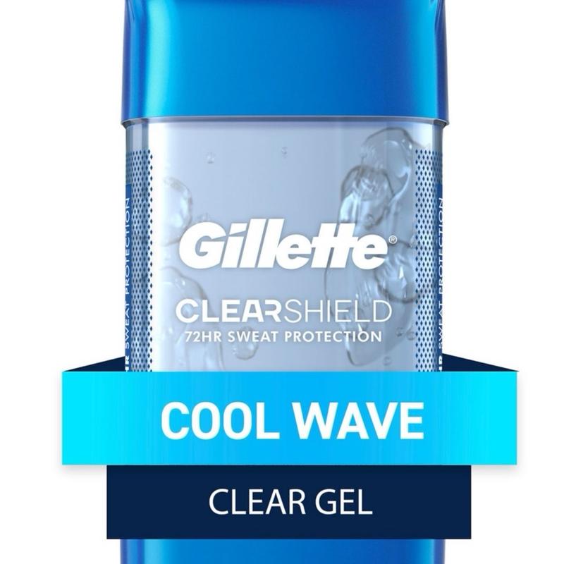 Gillette Cool Wave Clear Gel Men's Antiperspirant and Deodorant, Last long for 72 hours 3.8 oz., 5 packs Body Care Comfort Scent Cleanser