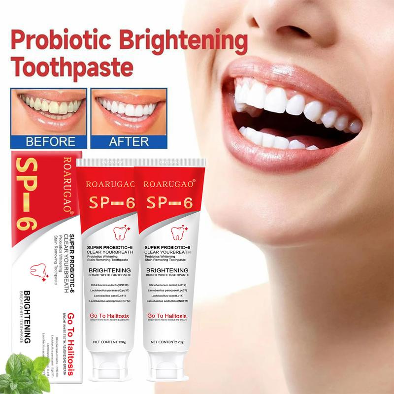 SP-6 Toothpaste, Super sp6 brightening Oral probiotic Pasta Dental, sp 6 Bright White Toothpaste for Stain Removing, Fresh Breath & Teeth Health