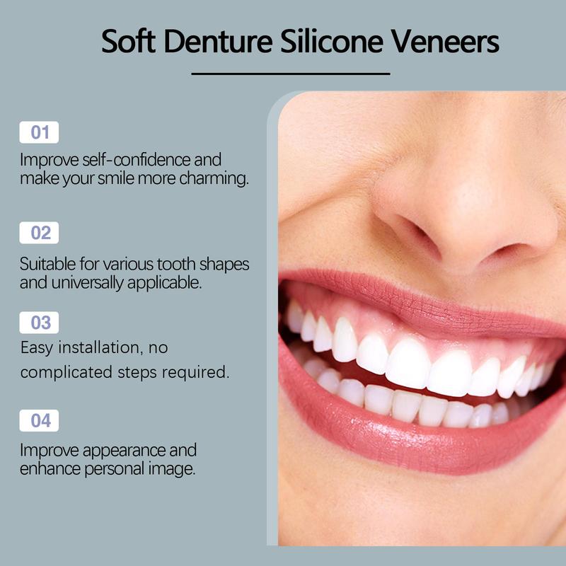 Soft Denture Veneers, 1 Box Denture Care Kit, Fake Teeth Denture Kit, Oral Care Kit for Women & Men, Dental Care Products, Christmas Gift