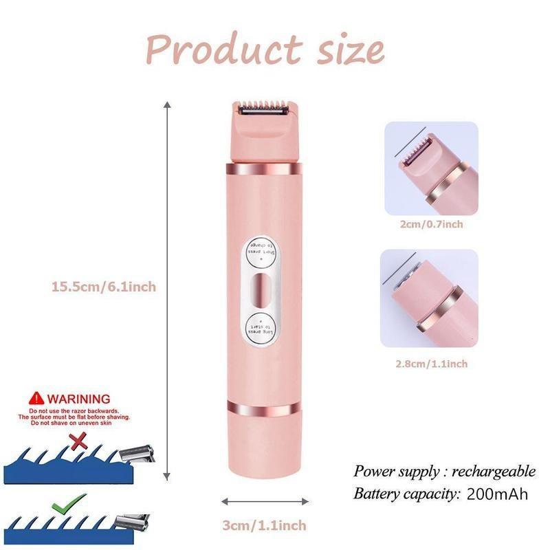 2 in 1 Electric Shaver for Women, 1 Box Rechargeable Electric Shaver & Accessories, Wet and Dry Use Body Trimmer for Home & Travel