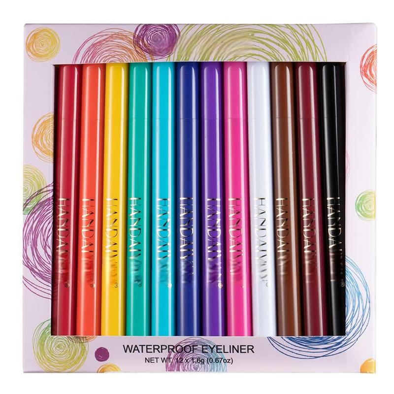 12 Colors Matte Liquid Eyeliner Set Rainbow Colorful Neon Eyeliner Pencil Pigmented Waterproof Smudgeproof Long Lasting Gel Eye Liner Christmas Makeup Gift Kit for Women (Set E)