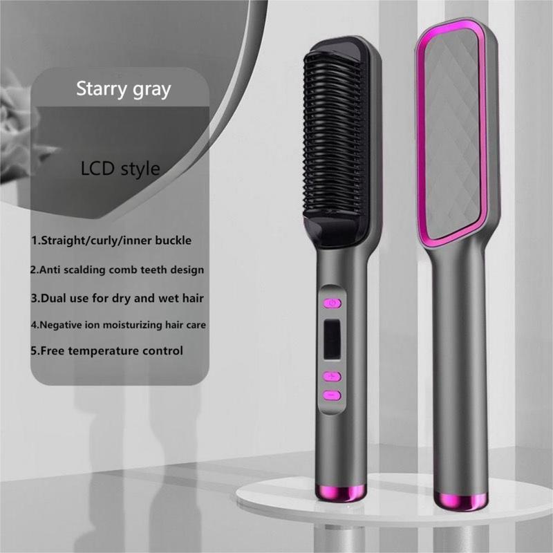 LCD Display Negative Ionic Comb Straightener, Multifunctional Comfort Hair Straightener, Household Hair Straightening Comb, Hair Styling Tool for Women's Gift, Christmas Gift