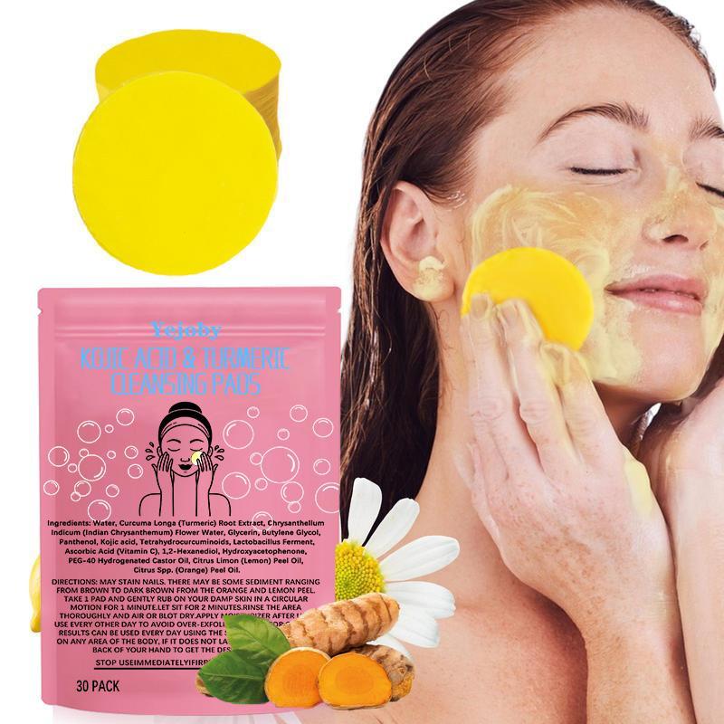 (New) 2024 Turmeric Cleansing Exfoliating Pads Facial Cleansing Skincare, cleansing, skin care, cleansing Turmeric Comfort Cleanser Turmeric Kojic Acid Cleansing Exfoliating Pads Facial Cleansing   Foaming Skincare Organic Gentle Smooth Acrylic