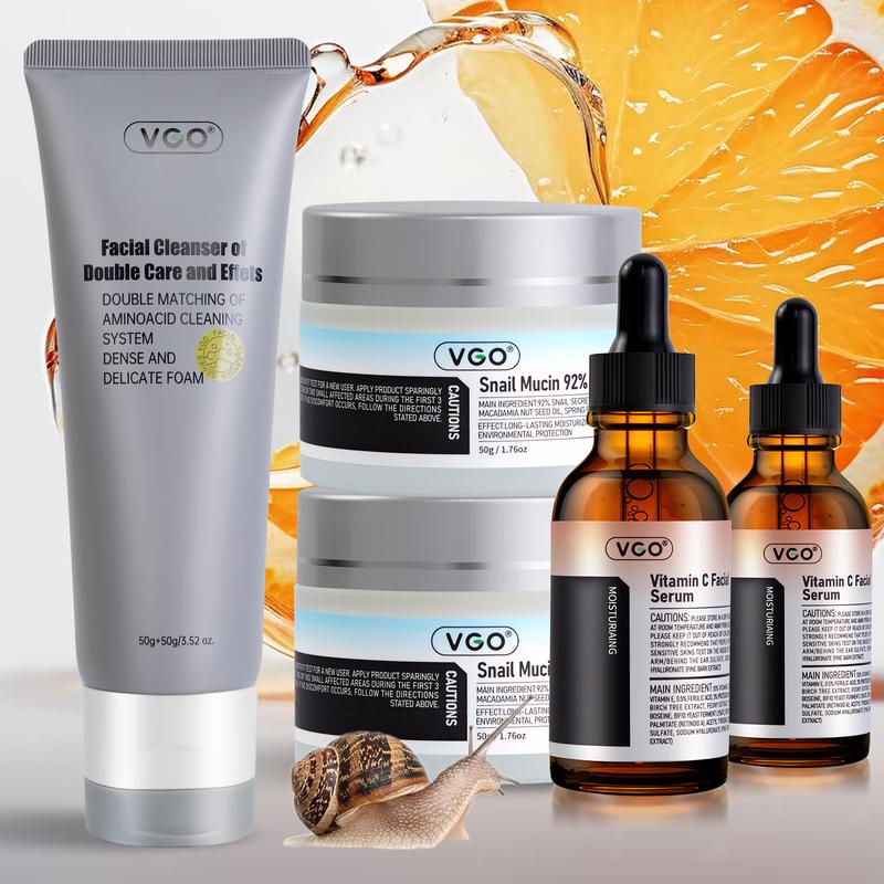 VGO-Essence Face Cream and Repairing Set Skincare -Moisture Skin Repair Hydrating Cleansing Hydrate Comfort Cleanser Facial Cleanser of Double Care and Effets 50g All types of skins Cleanse and moisturize-A Cleansing Skincare Gentle Charcoal