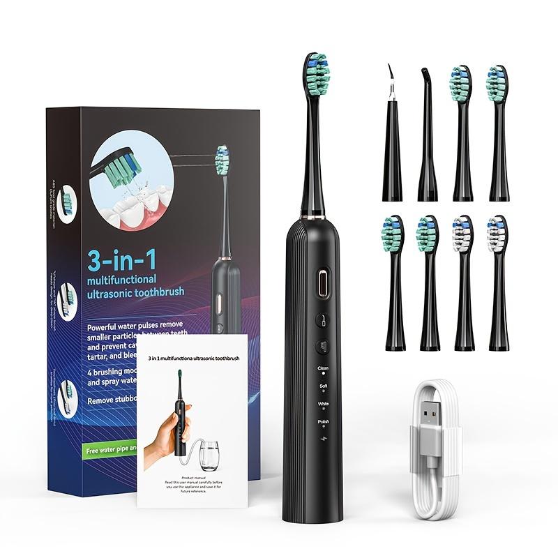 Electric Toothbrush Kit, 3-in-1 Multifunctional Adult Teeth Cleaning Suit, Nylon Bristle, Four Modes, 1000MAh Lithium Battery Rechargeable, Suitable for Travel and Home Use