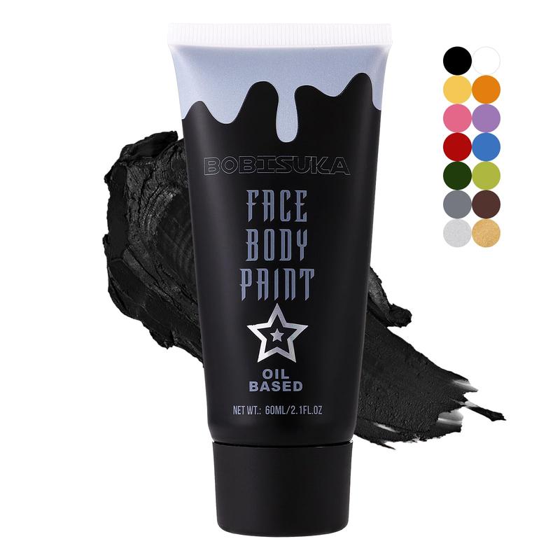 Black Face Paint, Blendable Cream Body Painting Kit, Eye Black for Sports Baseball Softball Football, Facepaint for Skull Joker Vampire, Halloween Skeleton Cosplay