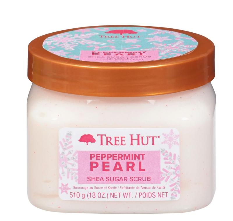 Tree Hut Peppermint Pearl Shea Sugar Exfoliating and Hydrating Body Scrub, 18 oz. - Invigorating Scent of Peppermint