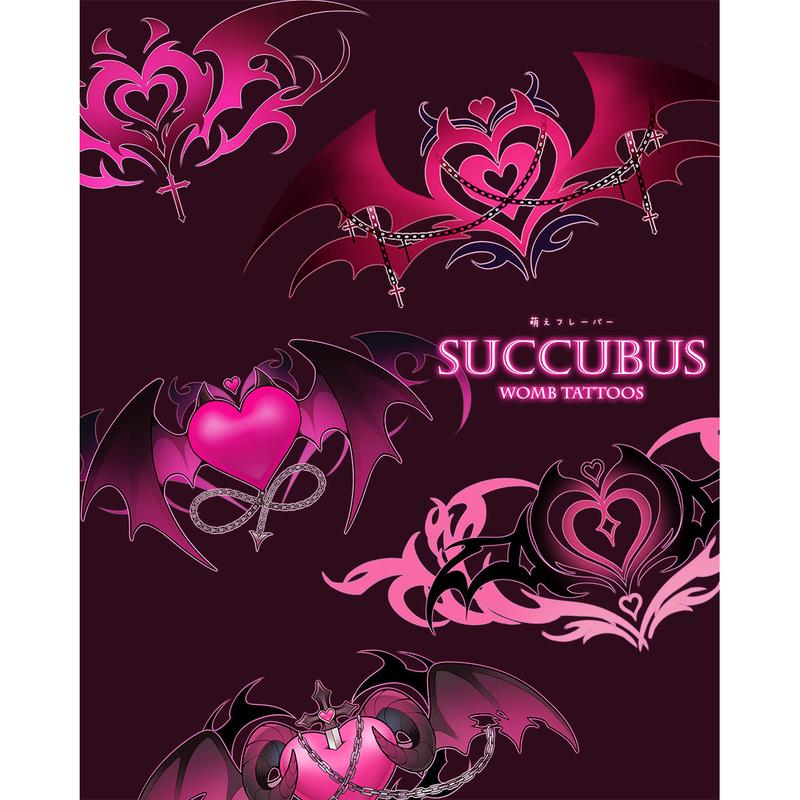 Succubus Womb Temporary Tattoos, 2D Design Set of 3