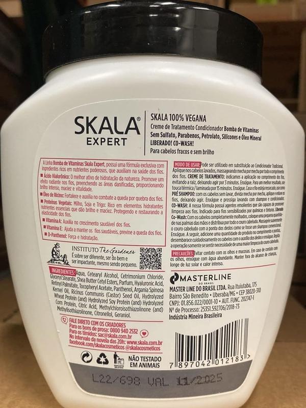 Skala Expert Bomba de Vitaminas, SOS Fortalecimento dos Fios, Brazilian Hair Vitamin Treatment 35.2Oz