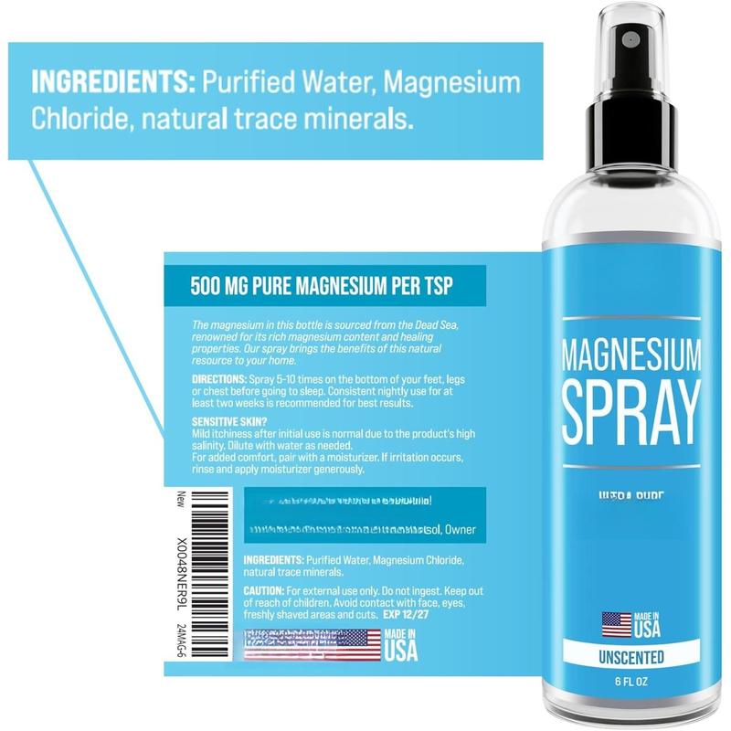 Magnesium Spray - USP Grade Pure Magnesium Oil Spray -  Since 2008, 6 oz