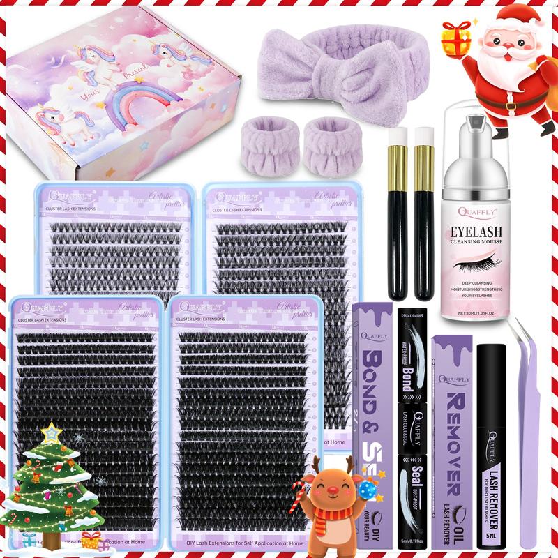 Eyelash Extension Kit, 1 Set Including Eyelashes & Glue & Glue Remover & Cleaning Tools & Headband & Wrist Strap & Eyelash Brush, Eye Makeup Tool, Christmas Gift