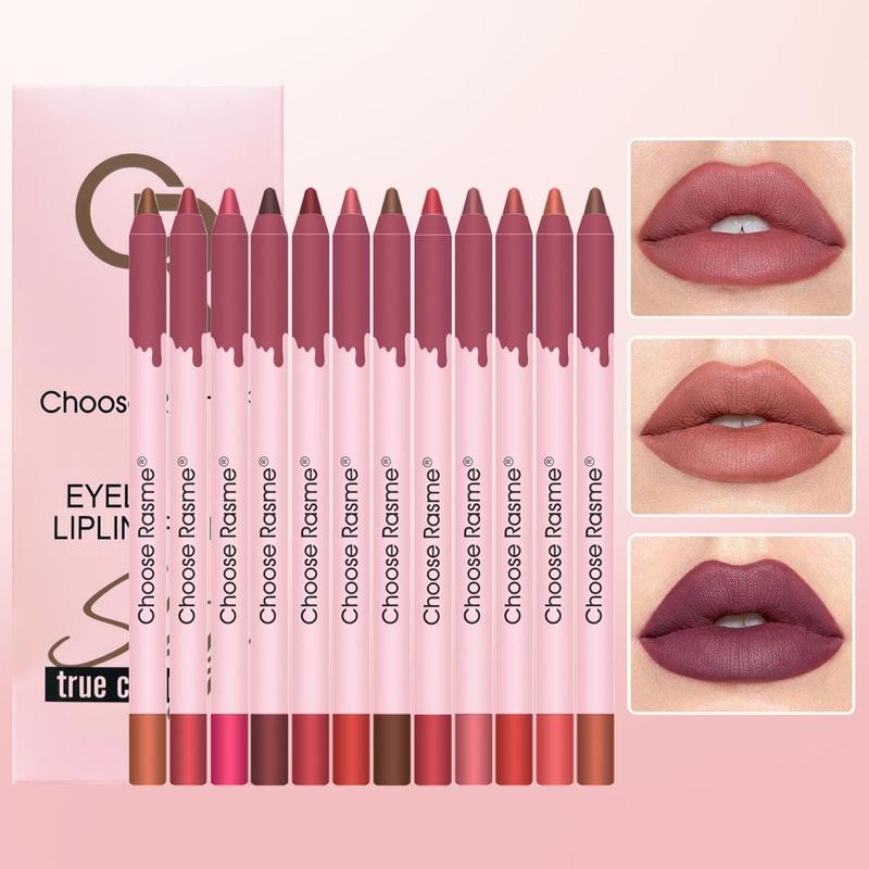 12 Colors Matte Lip Liner Set, 12pcs set Long Lasting Waterproof Lip Liner, Easy Coloring Lip Sticks, Suitable for All Occasions Lip Makeup, Girls and Women Makeup Accessories