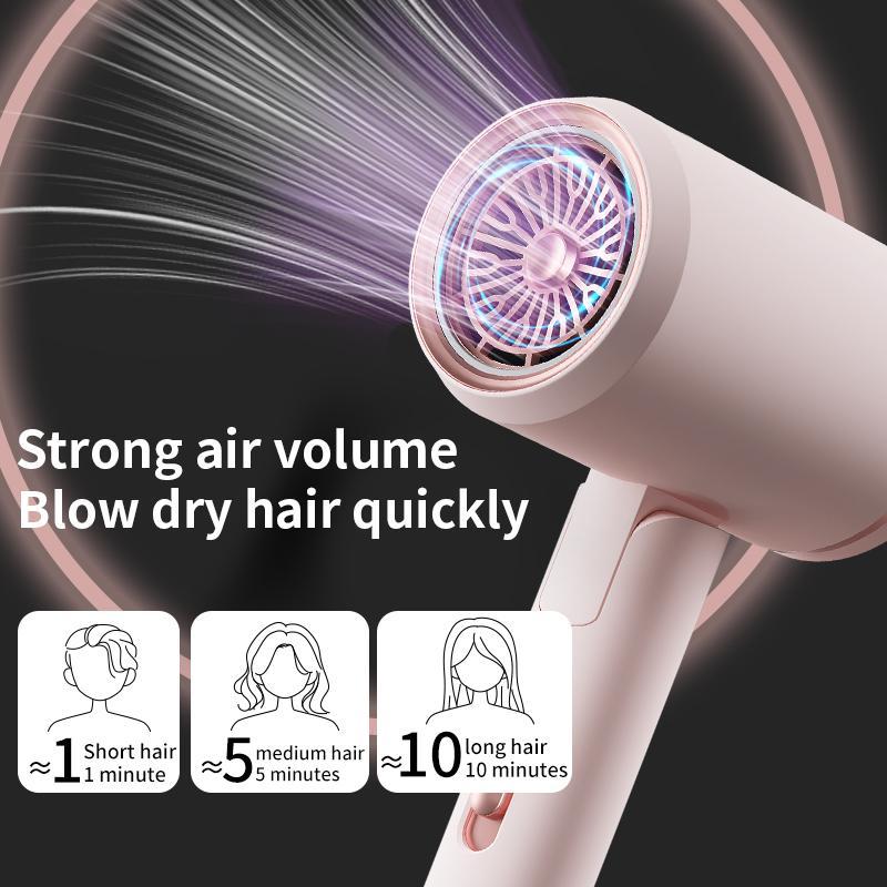 Professional Hair Dryer, 1 Count Foldable Hair Dryer with Diffuser & Concentrator & Hanging Rack, US Plug Fast Drying Hair Blow Dryer for Home & Travel, Christmas Gift