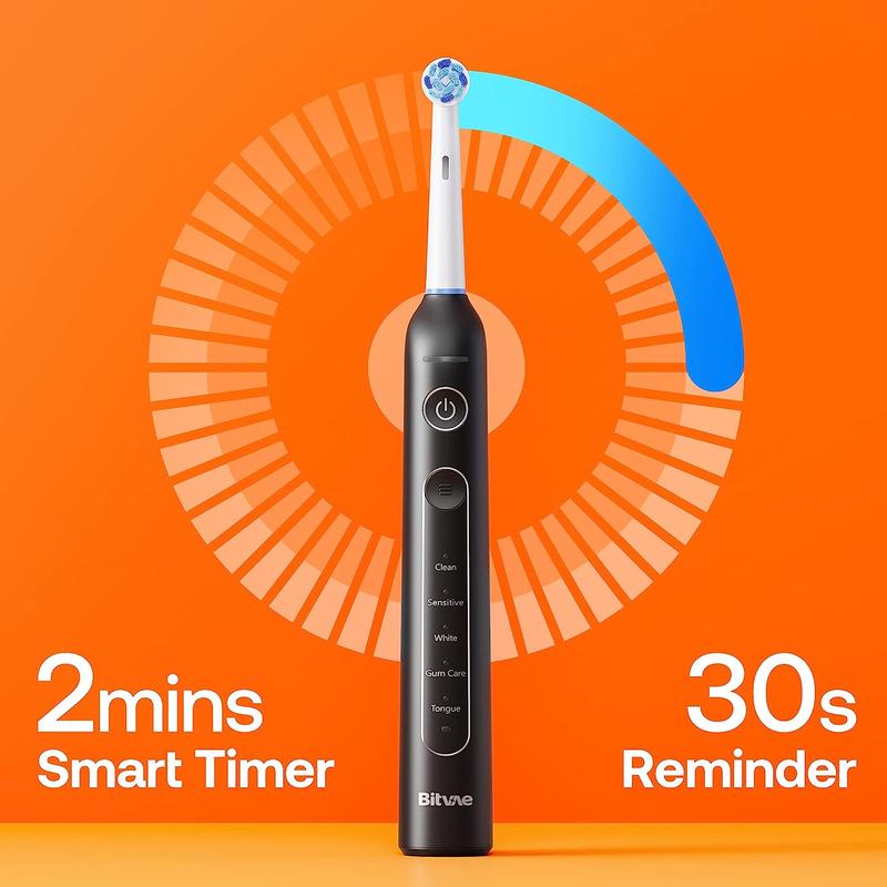 Bitvae R2 R1 Rotating Electric Toothbrush for Adults with 8 Brush Heads, Travel Case, 5 Modes, Pressure Sensor, 30 Days Battery Life