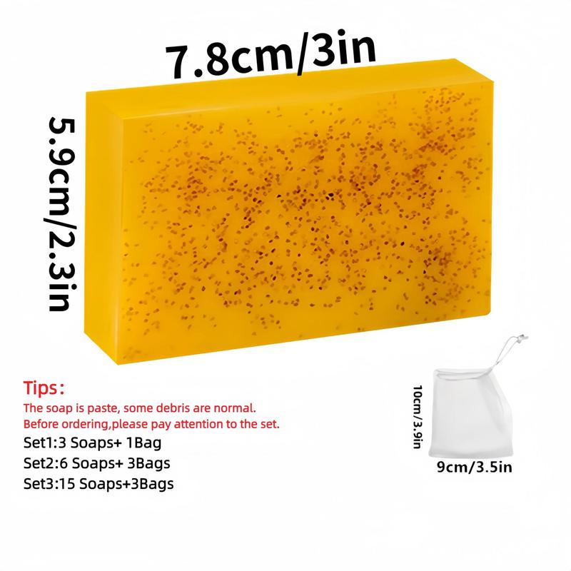 Lemon Turmeric & Kojic Acid Soap Bar, Summer Acne Face & Body Wash for Men & Women, Daily Skincare Cleanser Sets with Soap Saver Bags, Christmas Gift