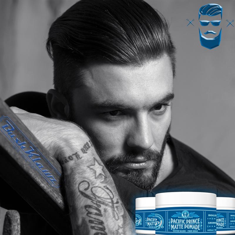 BushKlawz Pacific Prince Matte Pomade Water Based Firm Hold Easy Wash No Build Up for Tight and Loose Hair Styles Men's Hair Smells Great Cream Hair Care Scent Fragrance Wax Comfort Scented Aroma dapper dan Men's Medium Hold Styling Cream