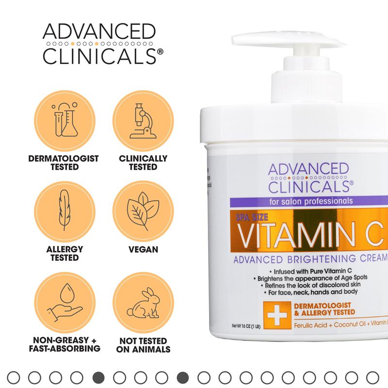 Advanced Clinicals Vitamin C Brightening Body Cream 16 Fl Oz