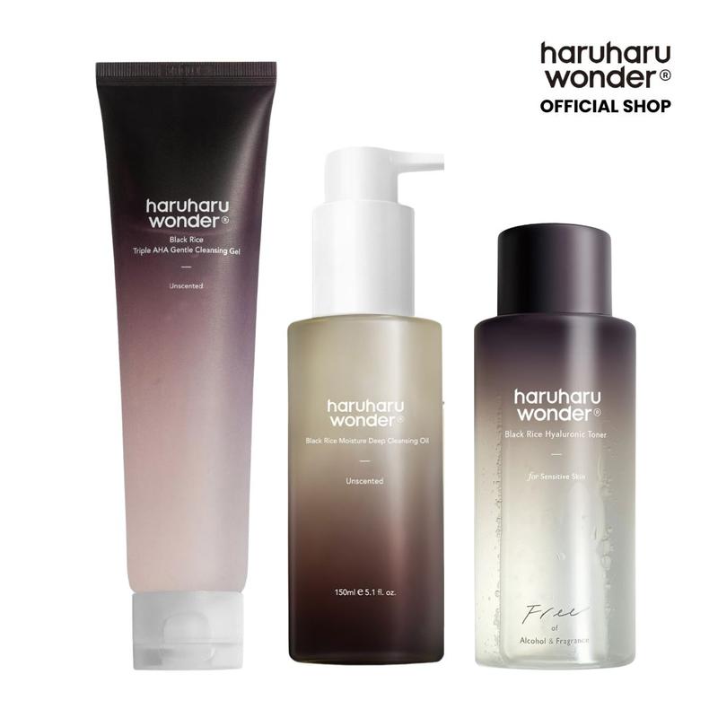 [HARUHARU WONDER Official Shop] - Black Rice Cleanse and Glow Trio Set