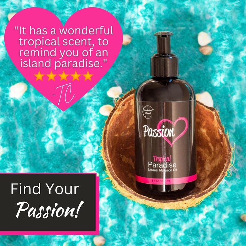 Passion Sensual Massage Oil for Date Night & Massage Therapy | Hydrating Body Oil for Couples | Smooth Glide & Moisturizing Skin, Tropical Scent