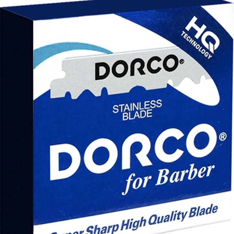 100 DORCO BLUE Single Edge Half Pre cut Pre snipped Shaving Razor Blades For Professional Barbers for beard lineup hair design nape neck cleaning