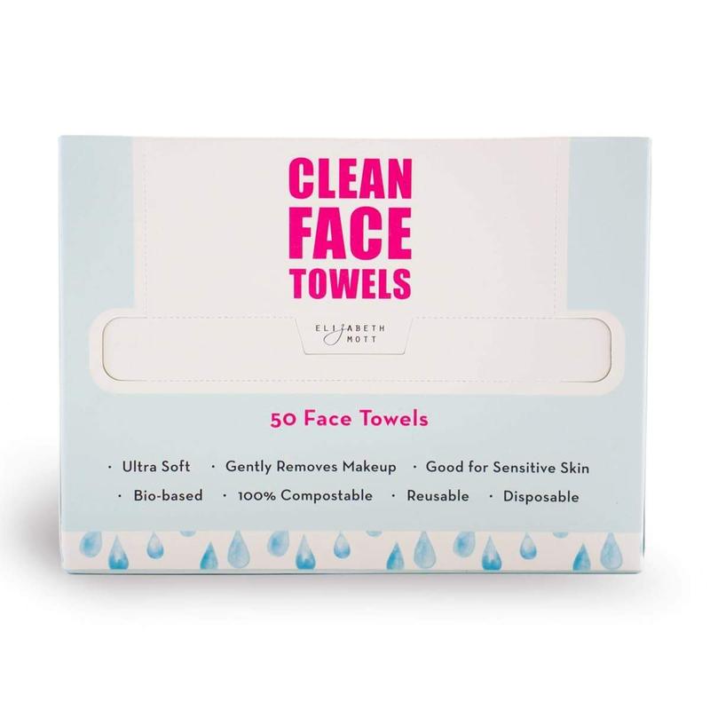 Elizabeth Mott Clean Face Towels - Thank Me Later, Gentle Makeup Removal, Eco-Friendly, 50 Reusable Towels Cleansing Makeup Remover