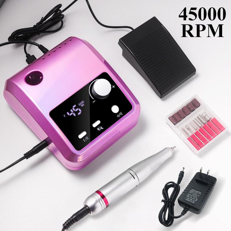 45000RPM Electric Nail Drill, 1 Set Professional Nail File Drill with Drill Bits, Electric Nail File Drill Machine for Acrylic Nails