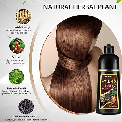 Light Brown Hair Dye Shampoo 3 in 1 for Grey Hair, 100% Coverage, Herbal Ingredients and Natural Plant, 500ML, Women & Men haircare type