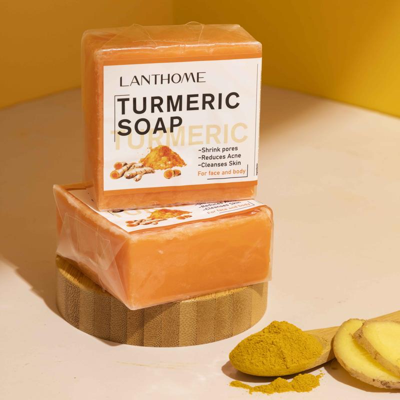 Turmeric Soap Natural Ginger Bar Soap: 2PCS Plants Essential Oil Bar Soap for Face & Body - Reduces Acne & Dark Spot & Cleanses Skin