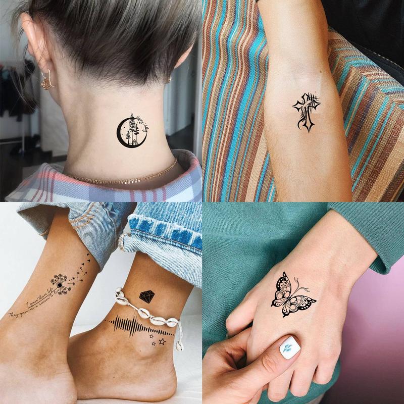 Mixed Style Cute Tattoo Sticker, 15 Sheets Waterproof Temporary Tattoo Sticker, Fake Tattoo Sticker for Women & Men, Realistic Tattoo Sticker for Daily Use