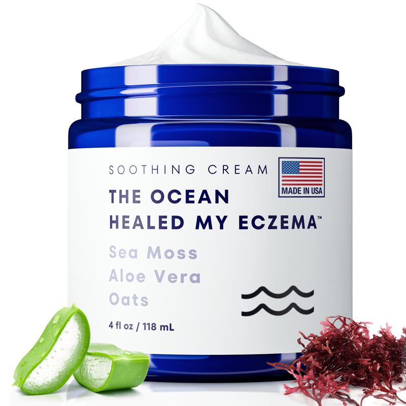 Natural Soothing Cream with Sea Moss & Oats - Eczema & Psoriasis Relief - Ocean Minerals - for Sensitive Skin - Hydrating Eczema Cream for Dry Skin