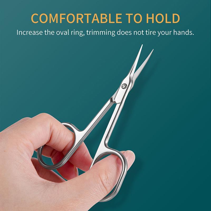 Stainless Steel Straight Beauty Scissors, Multifunctional Nail Tools for Facial Hair, Manicure, Moustache, Eyebrow, Eyelash, Nose, Ear, Cuticle and Dead Skin