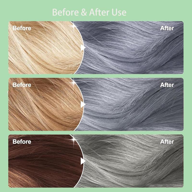 Instant Silver Gray Hair Color Shampoo, 3-in-1 Long-Lasting Hair Dye for Women and Men - Works in Minutes ,Natural color conditioner & Haircare