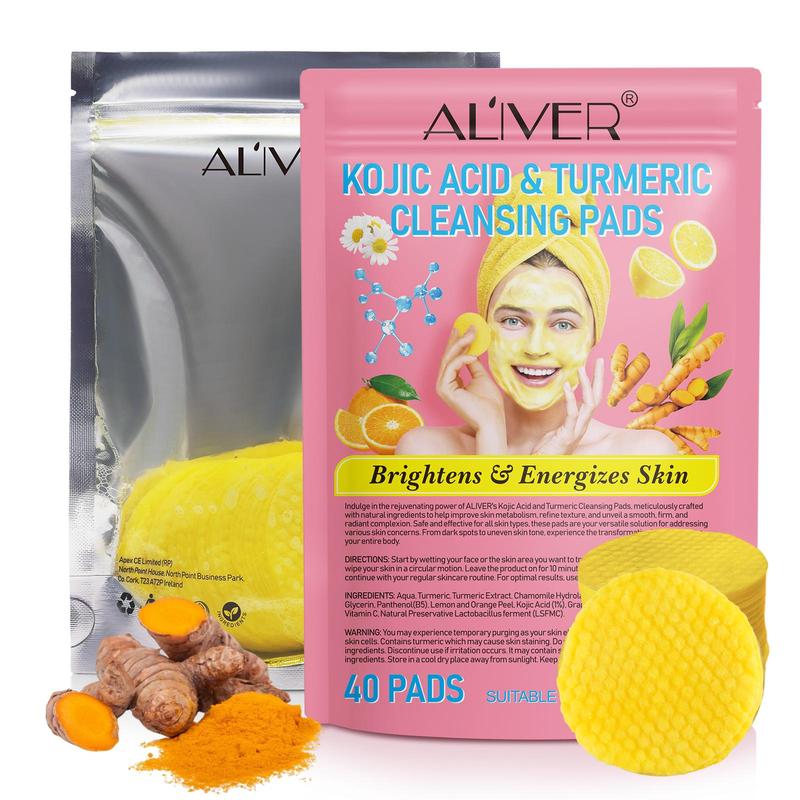 Comfort Turmeric & Ginger Cleansing Pads, 2 Bags Exfoliating Skin Care Pad, Deep Cleansing Facial & Body Wash Product