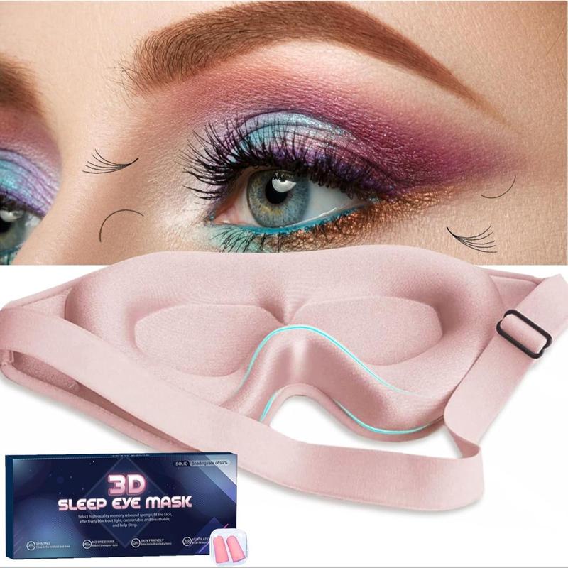 3D Sleep Mask for Side Sleeper, 1 Count 3D Sleep Mask with Adjustable Strap & Earplugs , Soothing Unisex Eye Shade for Restful Sleep & Travel