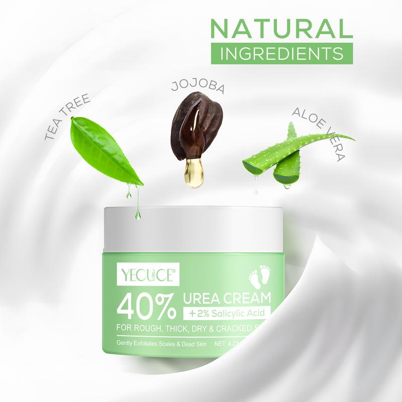 Yecuce Urea Cream 40% plus Salicylic Acid 2%, Foot Cream for Dry Cracked Heels Feet Knees Elbows Hands