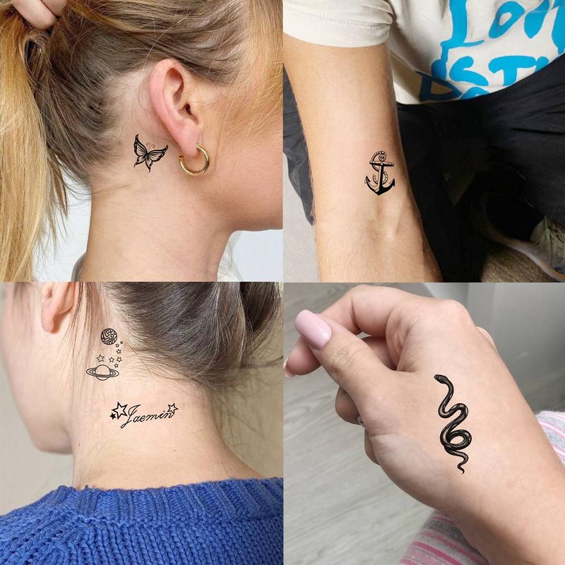 Mixed Style Cute Tattoo Sticker, 15 Sheets Waterproof Temporary Tattoo Sticker, Fake Tattoo Sticker for Women & Men, Realistic Tattoo Sticker for Daily Use