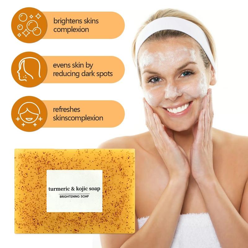 3PCS Turmeric & Kojic Acid Brightening Soap, Soap Body Care Body Wash Lemon Flawless Organic, Kojic Acid Soap Facial Skincare Skin Repair Cleansing Comfort Cleanser