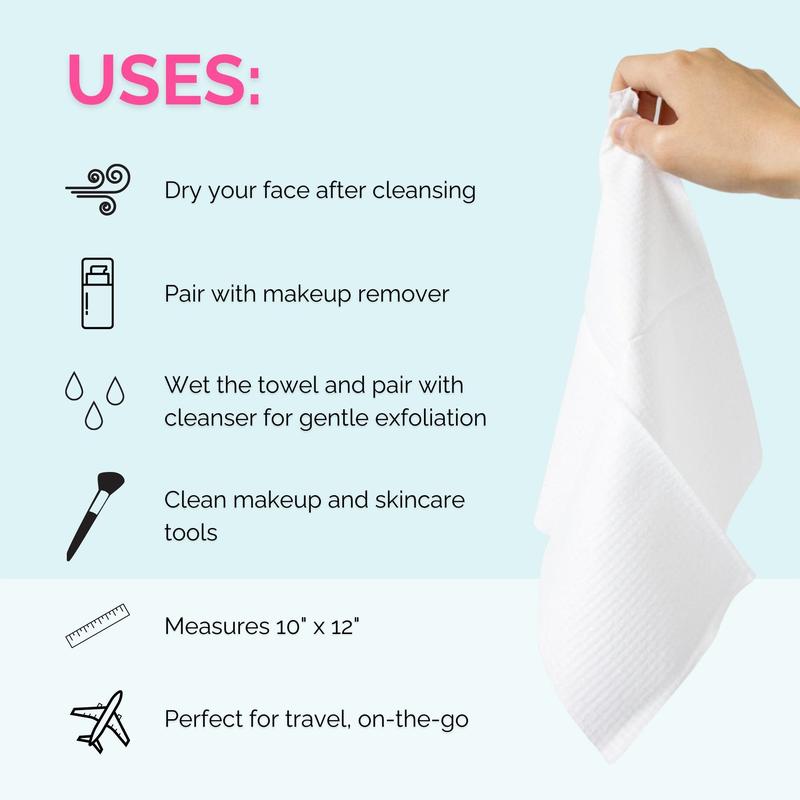 Elizabeth Mott Clean Face Towels - Thank Me Later, Gentle Makeup Removal, Eco-Friendly, 50 Reusable Towels Cleansing Makeup Remover