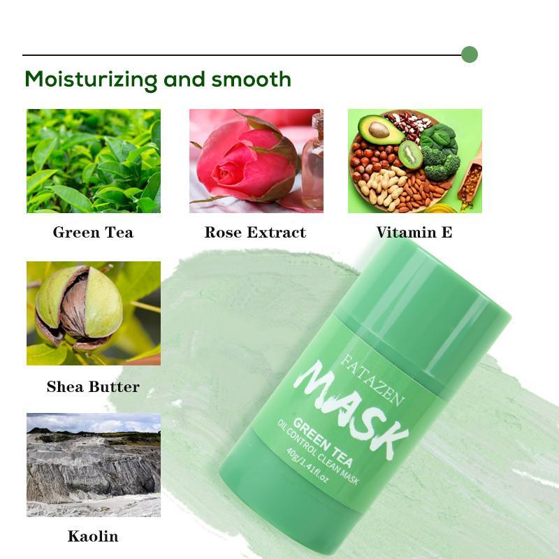 Green Tea Face Mask Stick, Face Moisturizing Oil Controlling Mask Mud, Green Tea Extract Skin Care Mask, Deep Cleansing Pore, Facial Mask Stick