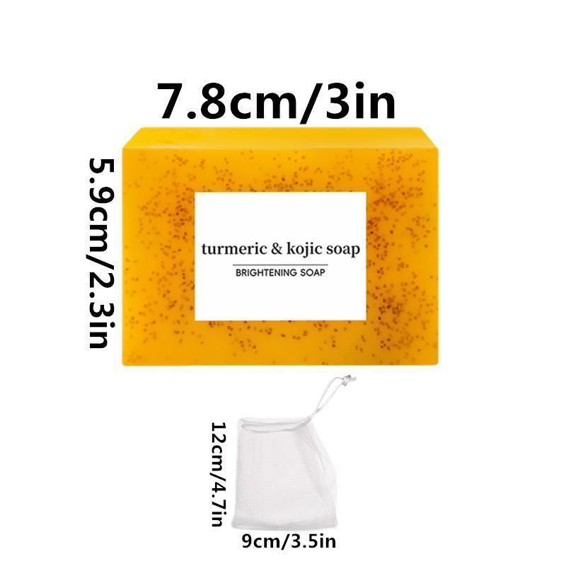 3PCS Turmeric & Kojic Acid Brightening Soap, Soap Body Care Body Wash Lemon Flawless Organic, Kojic Acid Soap Facial Skincare Skin Repair Cleansing Comfort Cleanser