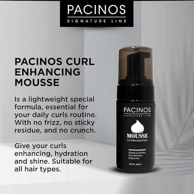 Pacinos Signature Line Curl Enhancing Mousse: Light-Medium Hold, Low Shine – Hydrating & Volumizing Styling Foam for All Hair Types: Curl Activator & Anti-Frizz, 100 mL