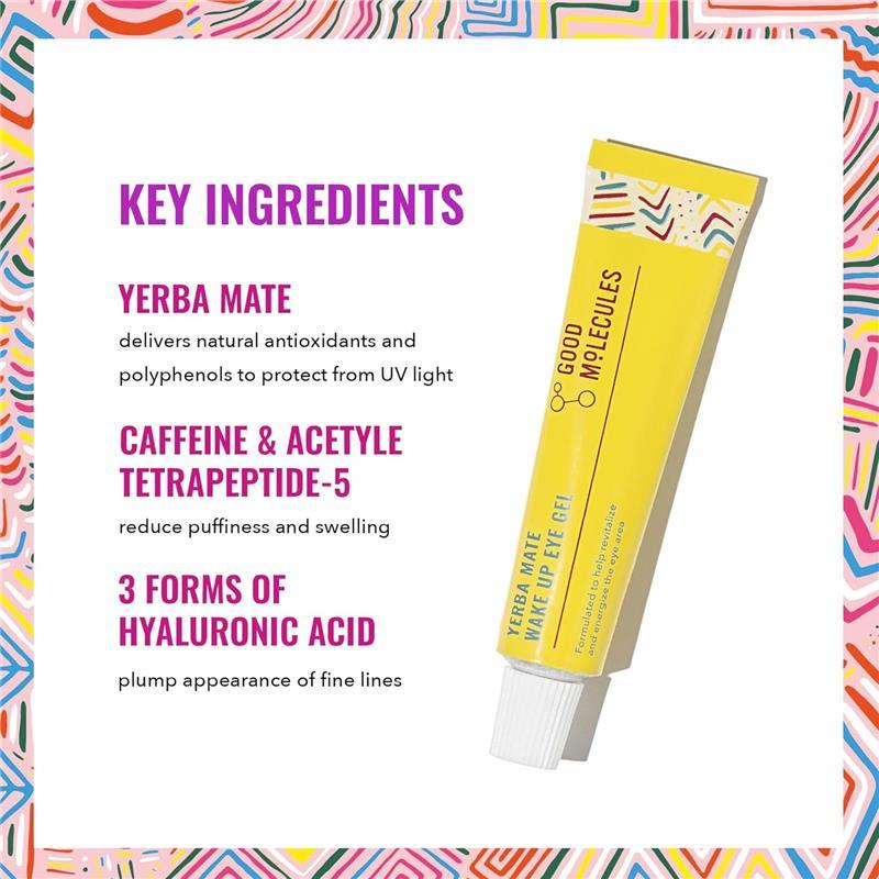 Good Molecules Wake Up Eye Gel - , Hyaluronic Acid, and Caffeine for Hydration and Puffiness Reduction - Bright, Contour