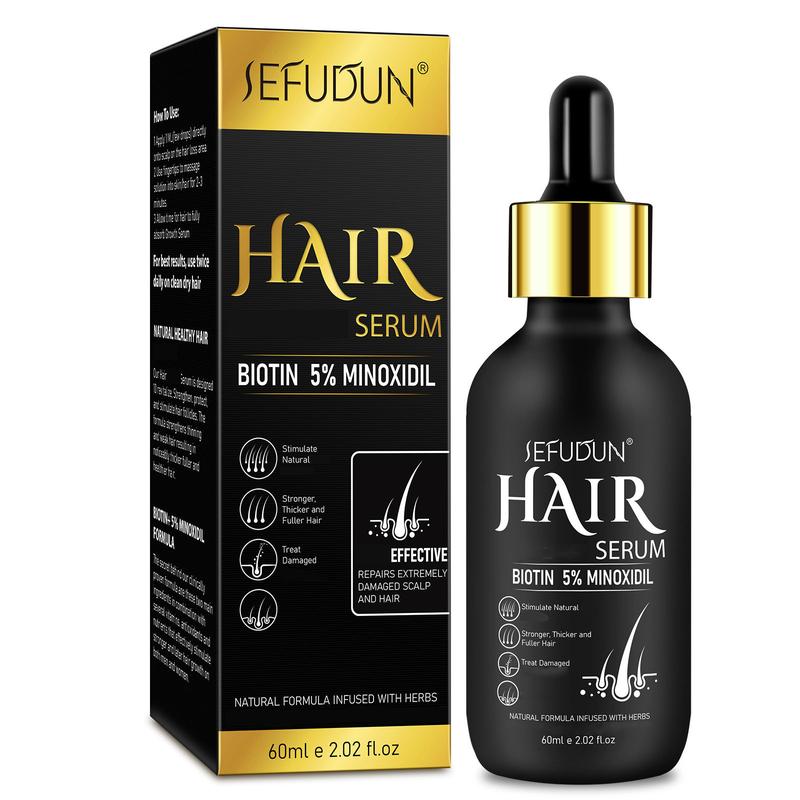 Sefudun 5% Hair serum minoxidil- Beard Kit For Men&women-Biotin Serum, Hair Treatment for Scalp, Natural, Biotin &Caffeine, Promotes Stronger,Thicker,Fuller, Unscented for Thicker Longer Fuller Healthier Hair 2.02 oz