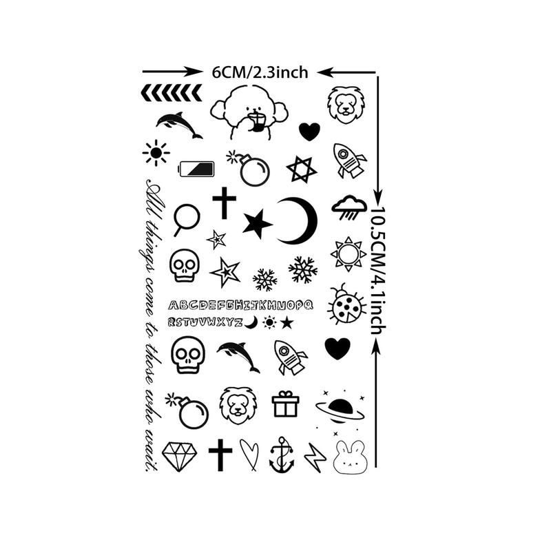 Mixed Style Cute Tattoo Sticker, 15 Sheets Waterproof Temporary Tattoo Sticker, Fake Tattoo Sticker for Women & Men, Realistic Tattoo Sticker for Daily Use