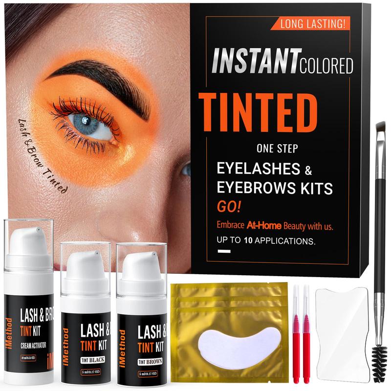 iMethod lash And Eyebrow Tint Kit - Up to 10 Applications - Black and Brown - With Brow Brush, Brow Tint, Longer-lasting Semi-permanent Brow Dye