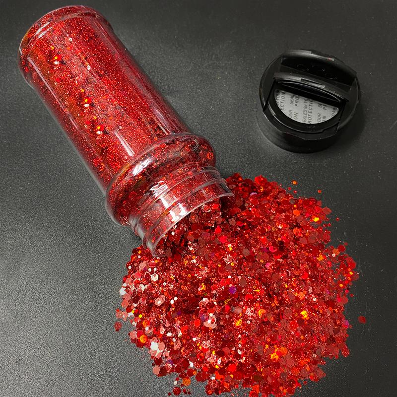 2oz glitter shaker Bright Colorful Holographic Mix Chunky Body Glitter Bulk Wholesale 24 Colors in Shaker Cosmetic Glitter