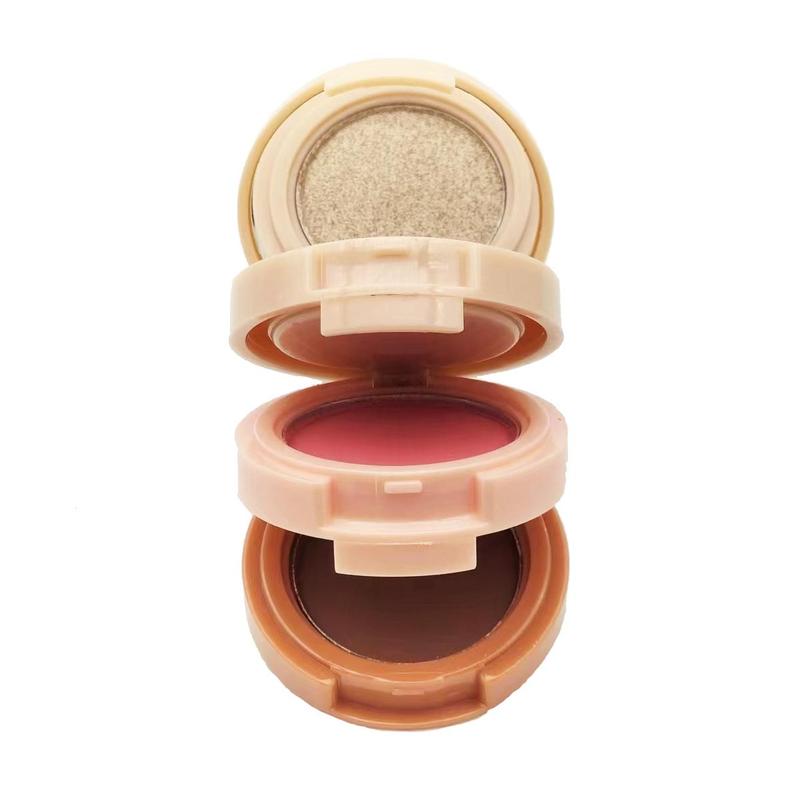 Highlighter Powder Palette, 3-in-1 Long-Lasting Shimmering Contouring Cheek Eye Blush, Sweatproof Cheek Highlighter for Shimming, Long-Lasting Contouring