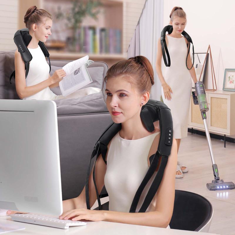 New upgraded neck and shoulder massager, wireless back buckle design, the sixth generation of shiatsu shoulder and neck massager, massage the trapezius muscle, deep tissue, relieve neck and shoulder pain Comfort