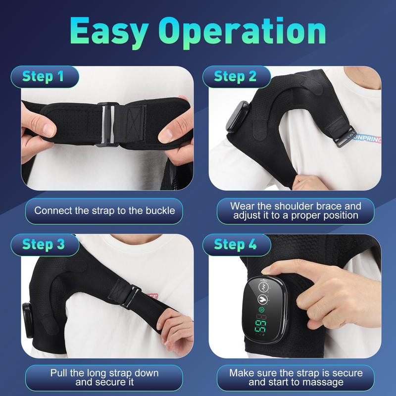 Heating Vibration Massage Shoulder Pad 3-speed Heating 3 Vibration Massage Portable Shoulder Massage Equipment USB Rechargeable Gift for Parent